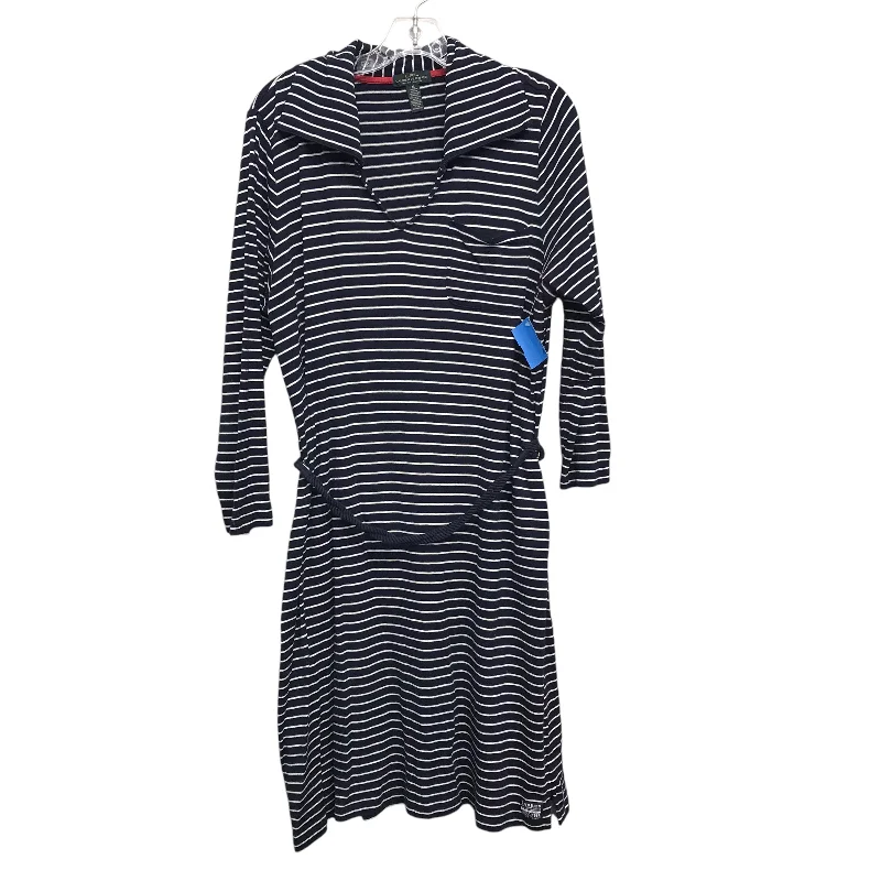 Super Sale Dress Work By Lauren Jeans Co In Blue & White, Size:Xl