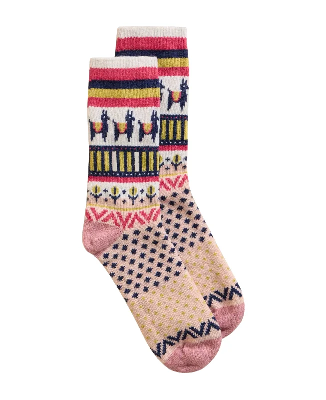 New Arrival Llama Wool Mix Sock - Pink Multi