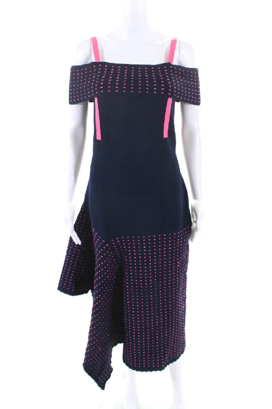 Online Specials Jason Wu Collection Womens Navy Cold Shoulder Midi Dress Blue