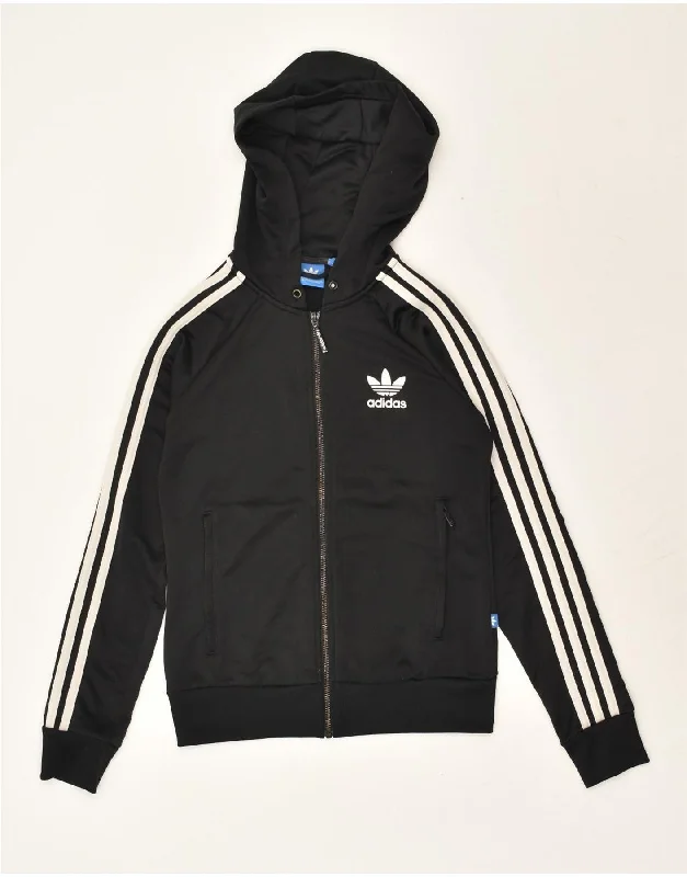 Special Price ADIDAS Womens Zip Hoodie Sweater UK 6 XS  Black Polyester