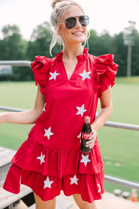 Extra Savings Star Of The Show Crimson red Sequined Dress