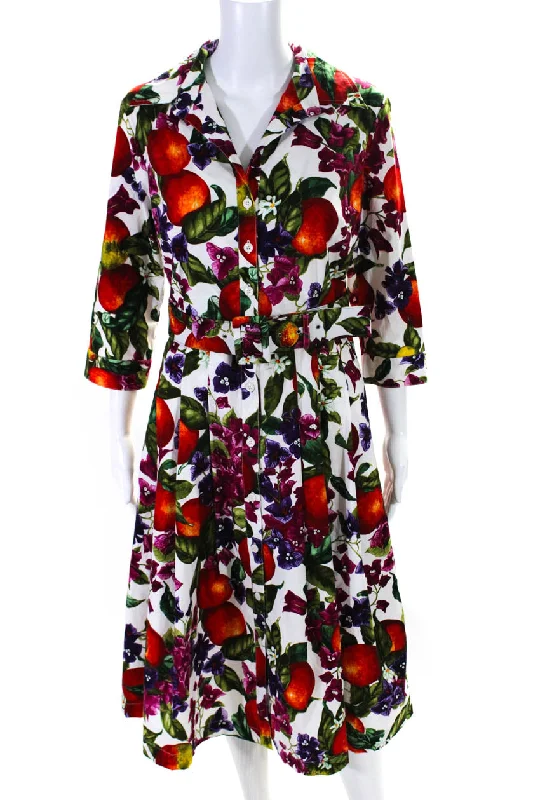 Today’s Deal Samantha Sung Womens Floral Fruit Print Pleated Dress Multi Colored