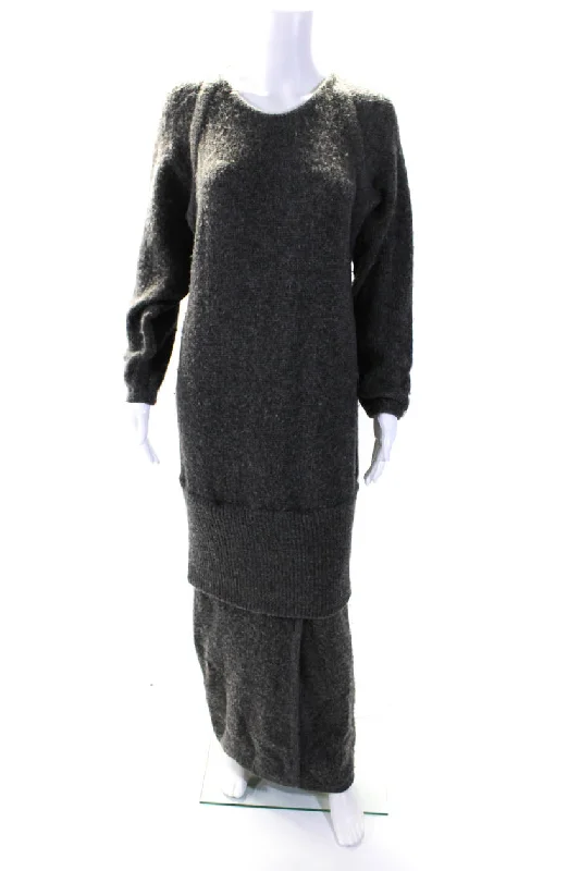 Today’s Deal Hermes Womens Alpaca Layered Textured Long Sleeve Maxi Sweater Dress Gray Today’s Deal Hermes Womens Alpaca Layered Textured Long Sleeve Maxi Sweater Dress Gray