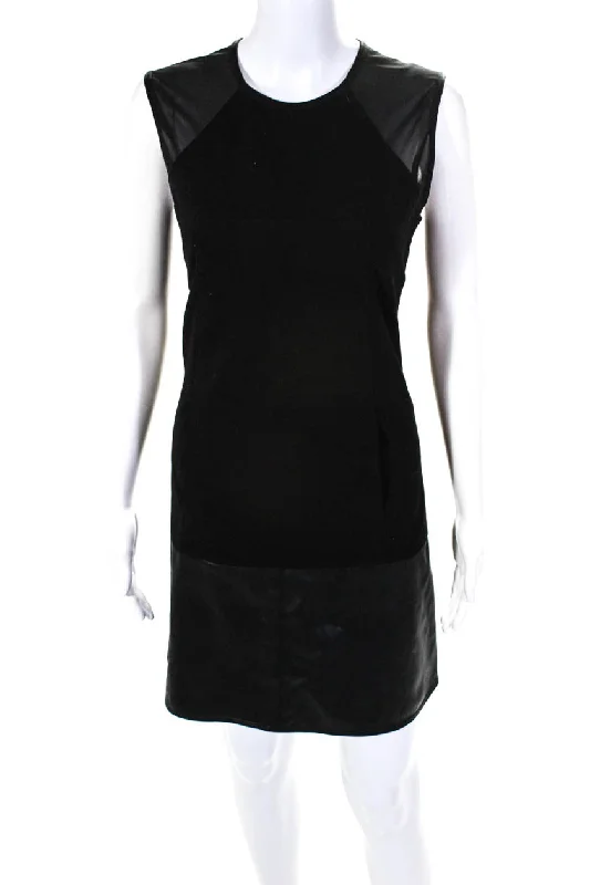 Price Blitz KaufmanFranco Womens Faux Leather Back Zip Sleeveless Shift Dress Black