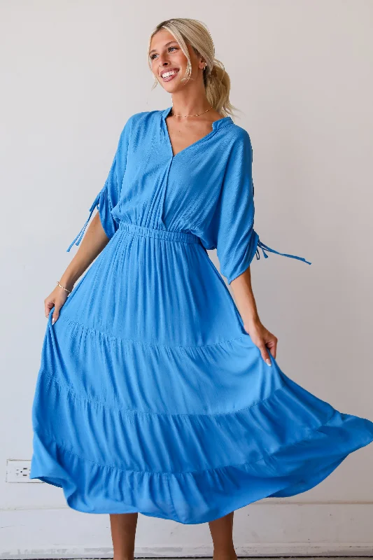 Mega Sale FINAL SALE - Pristine Darling Blue Tiered Maxi Dress