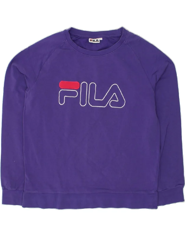 Value Deals FILA Womens Graphic Sweatshirt Jumper UK 16 Large Purple Cotton
