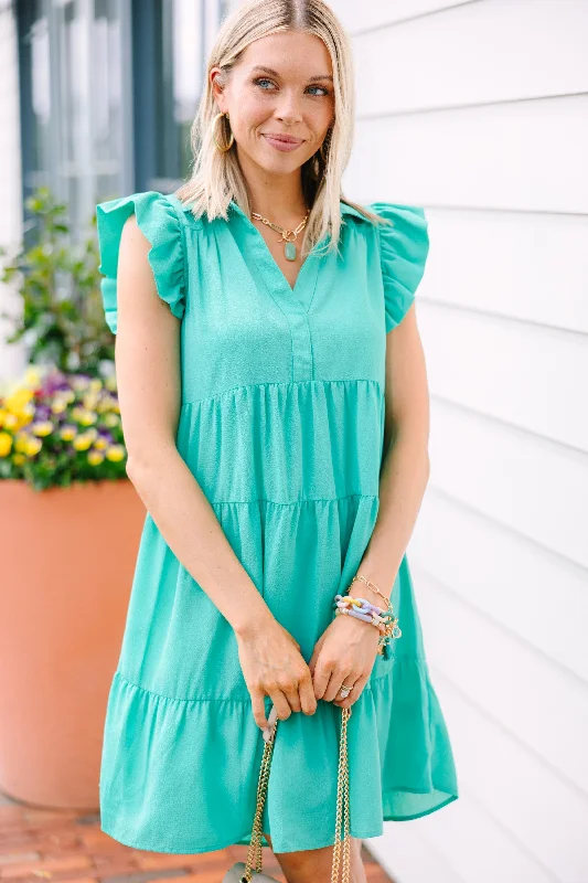 Final Sale Hear You Loud And Clear Jade Green Babydoll Dress