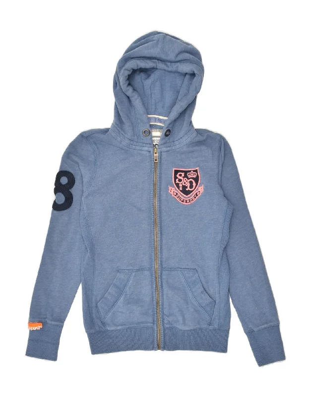 Buy More, Save More SUPERDRY Womens Graphic Zip Hoodie Sweater UK 6 XS Navy Blue Cotton Buy More, Save More SUPERDRY Womens Graphic Zip Hoodie Sweater UK 6 XS Navy Blue Cotton