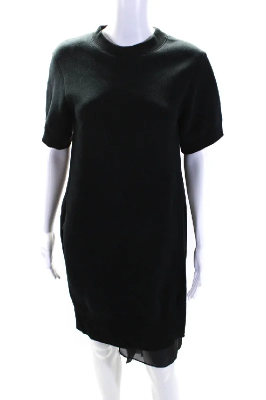 Price Drop Sacai Womens Short Sleeves Cape Back Sweater Dress Black Cotton