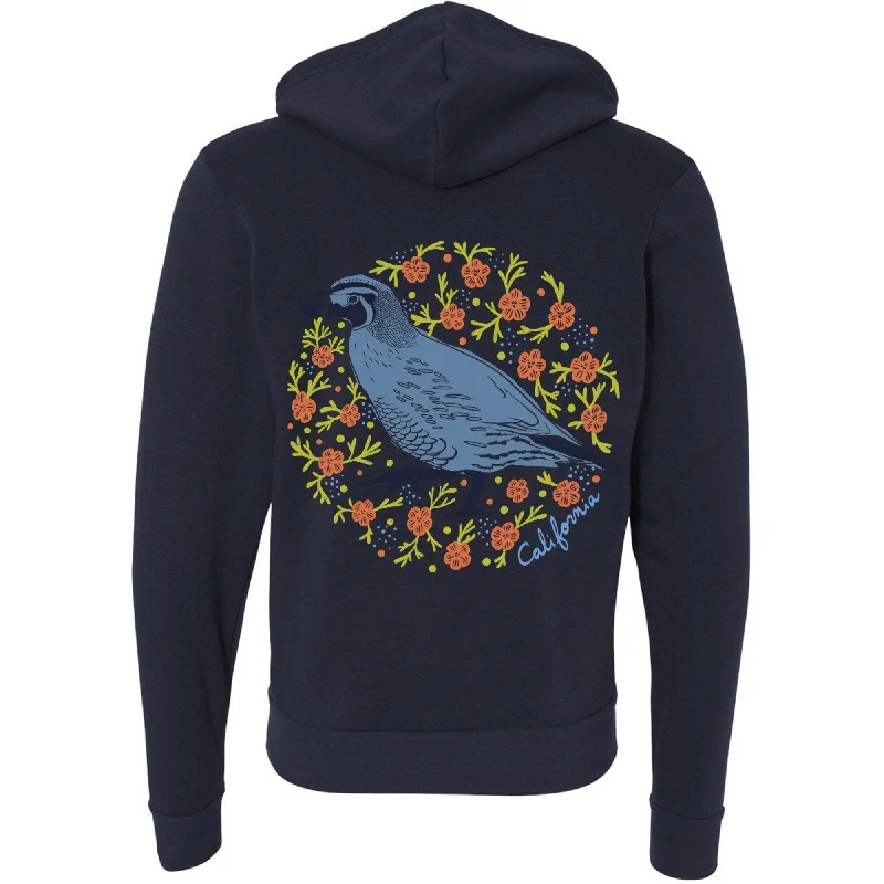 Exclusive Online Offer California Poppy Quail Zipper Hoodie