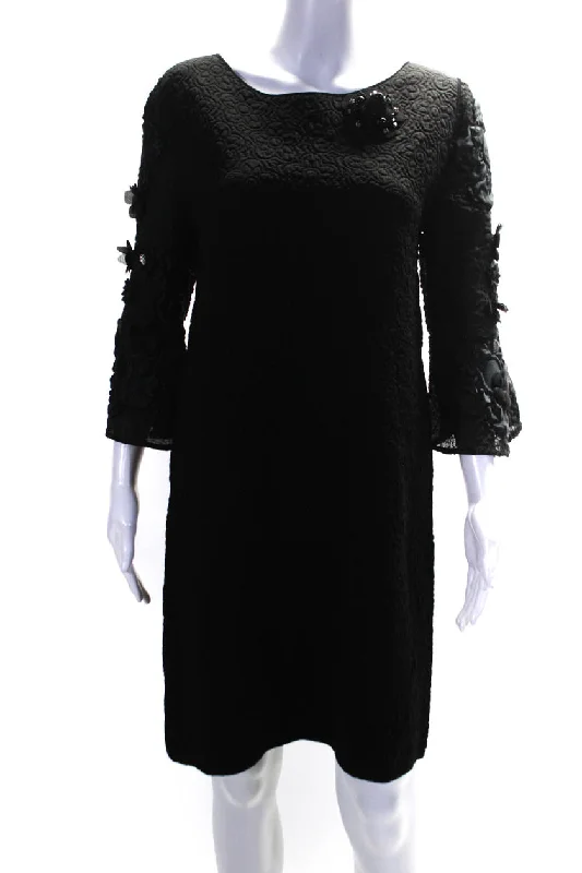 Weekend Flash Sale Fendi Womens Embellished Short Sleeve Jacquard Shift Dress Black