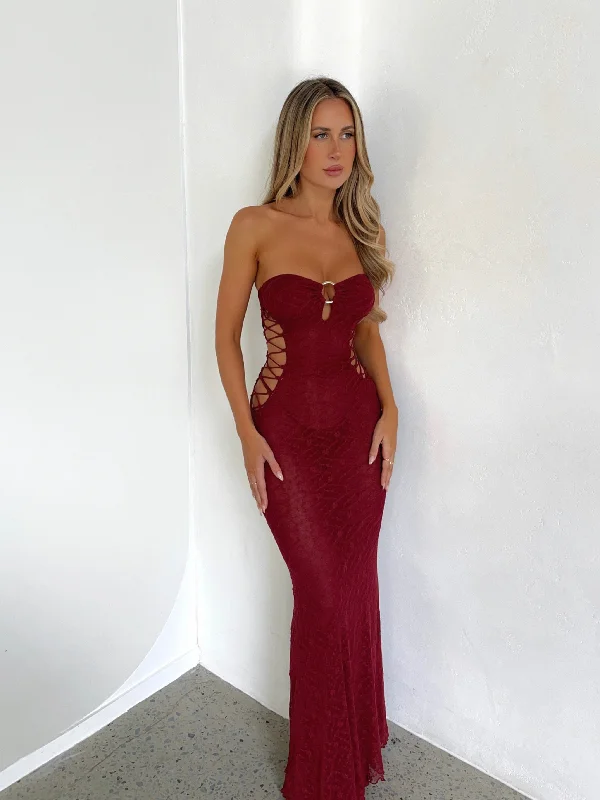 Final Clearance WHITLEY MAXI DRESS BURGUNDY