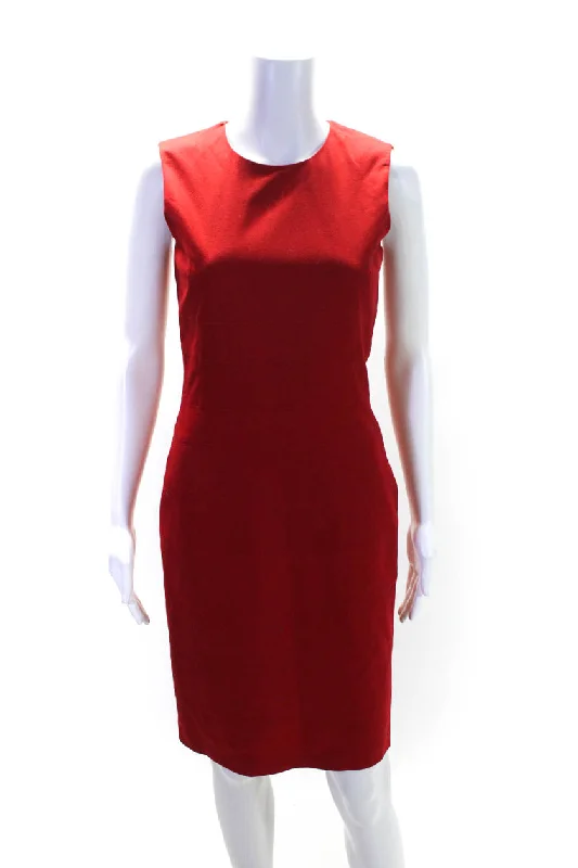 Instant Discount Strenesse Womens Wool Tiered Zippered Sleeveless Midi Sheath Dress Red Instant Discount Strenesse Womens Wool Tiered Zippered Sleeveless Midi Sheath Dress Red
