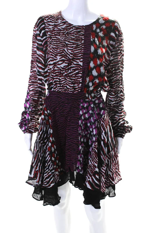 Special Price Just Cavalli Women's Long Sleeves Fit Flare Multicolor Mini Dress