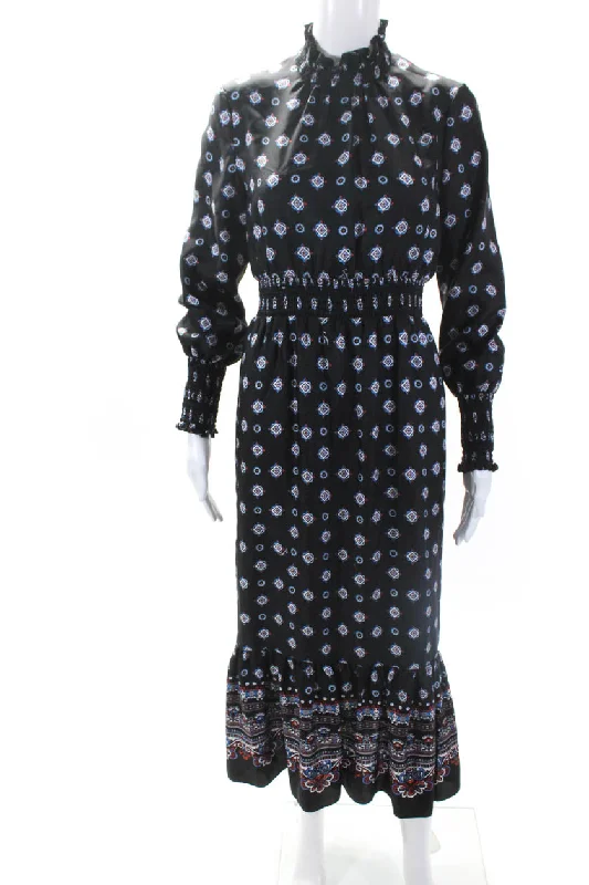 Savings Galore Erdem Women's High Neck Long Sleeves Tiered Maxi Dress Black Paisley Savings Galore Erdem Women's High Neck Long Sleeves Tiered Maxi Dress Black Paisley