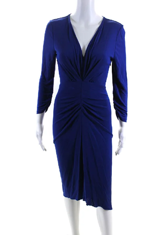 Get It Before It’s Gone Diane Von Furstenberg Womens V-Neck Long Sleeve Ruched Maxi Dress Blue Get It Before It’s Gone Diane Von Furstenberg Womens V-Neck Long Sleeve Ruched Maxi Dress Blue