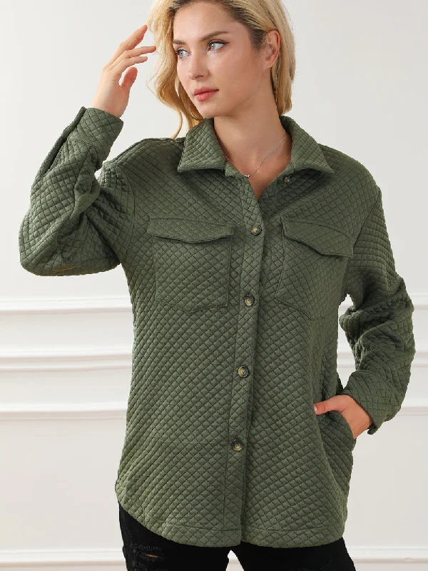 Bargain Prices Quilted Button-Down Jacket with Pockets