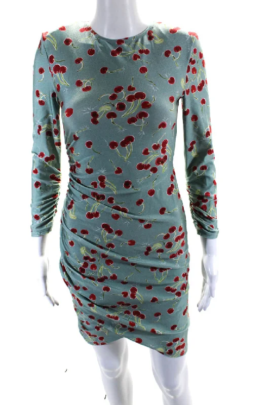 Warehouse Sale Adriana Degreas Womens Cherry Print Long Sleeved Bodycon Dress Blue Red Warehouse Sale Adriana Degreas Womens Cherry Print Long Sleeved Bodycon Dress Blue Red