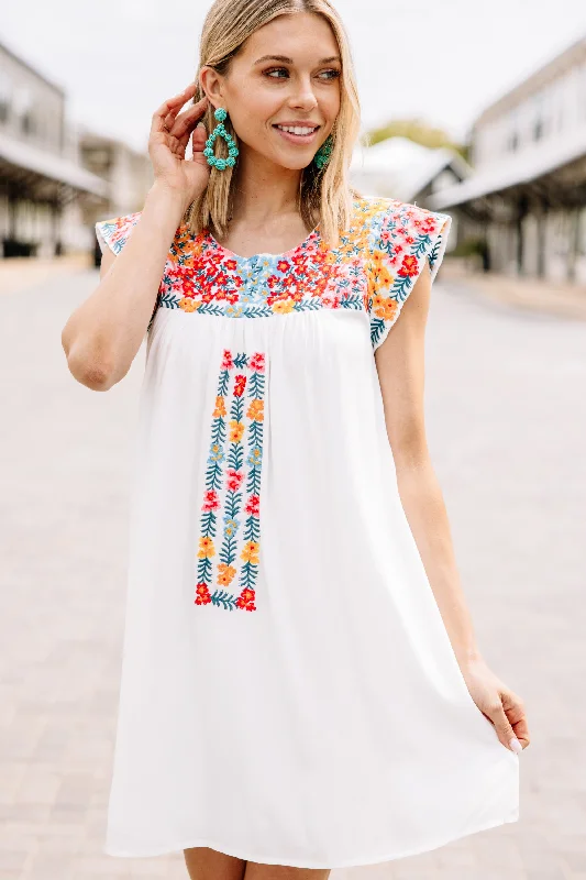 Closeout Live Your Way Ivory White Embroidered Dress