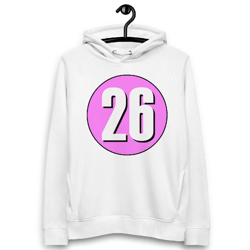 Super Bargain Unisex pullover hoodie: White on Pink 26