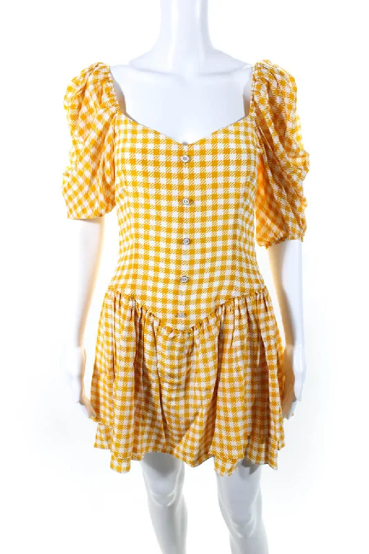 Deal Explosion Caroline Constas Womens Quinn Dress Yellow Gingham