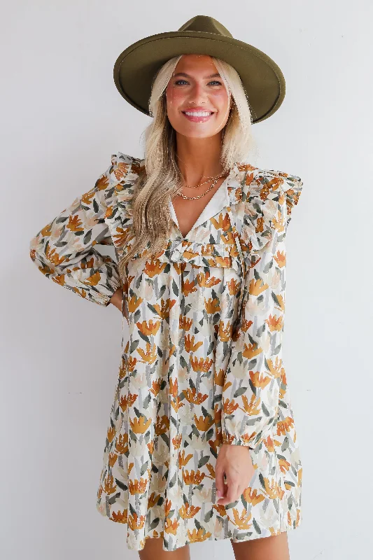 Sale Event FINAL SALE - Delightful Crush Cream Floral Mini Dress