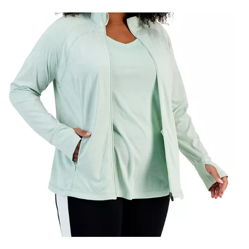 Factory Direct Sale ID IDEOLOGY Women's Essentials Performance Zip Jacket 2X Green Mint Wash