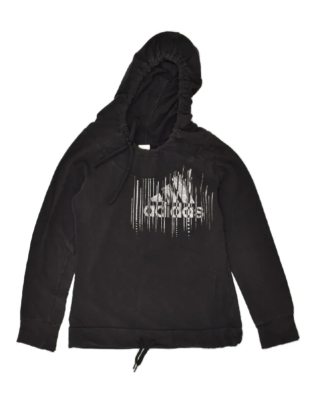 Unbeatable Prices ADIDAS Womens Graphic Hoodie Jumper UK 14 Large Black Cotton