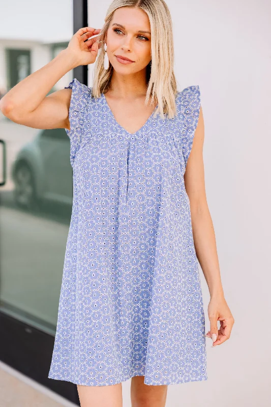 Value Deals Take The Time Denim Blue Eyelet Dress