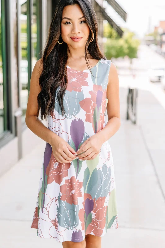 Exclusive Offers Going Out Ivory White Floral Shift Dress