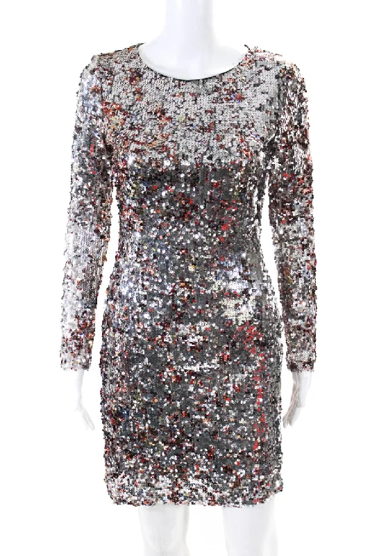 Big Discounts Mark & James by Badgley Mischka Womens Mini Sequin Pixie Dress Silver