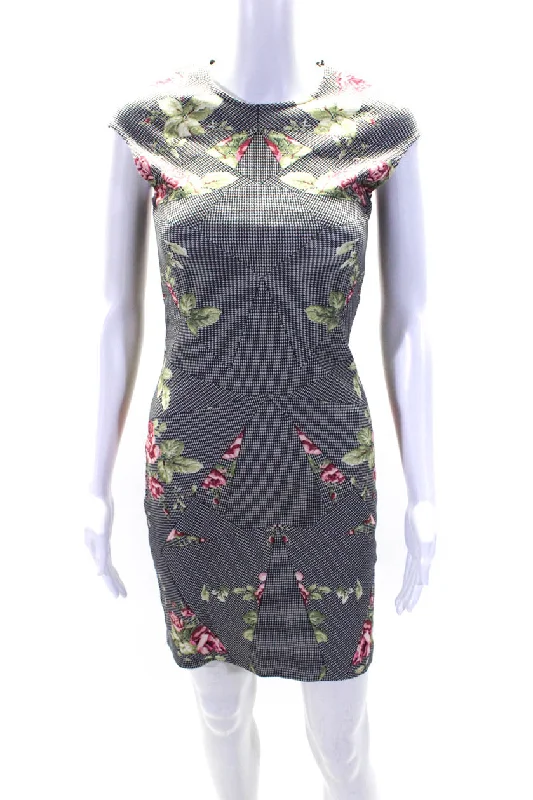 Price Break Alexander McQueen Womens Floral Print Dress Black White