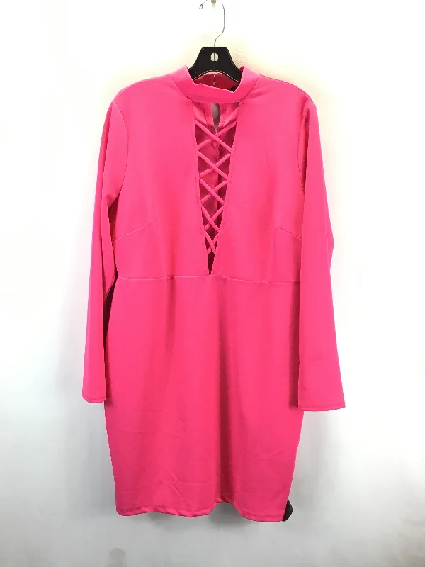 Limited Stock Dress Casual Midi By Forever 21 In Pink, Size: 2x