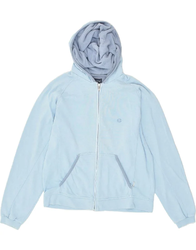 Exclusive Savings CHAMPION Womens Zip Hoodie Sweater UK 14 Medium Blue Cotton