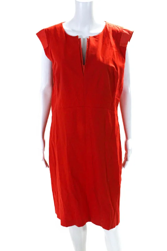 Super Sale Lafayette 148 New York Women's Sleeveless A-Line Midi Dress Red