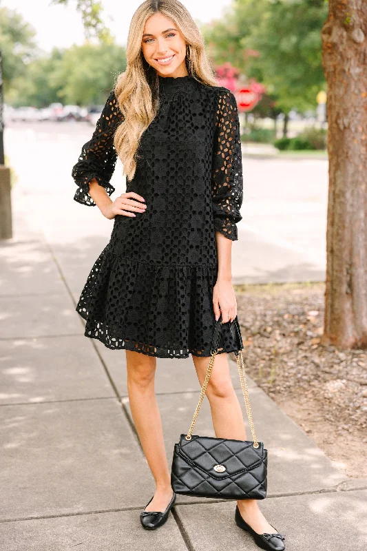Price Reduction Know You Well Black Eyelet Dress