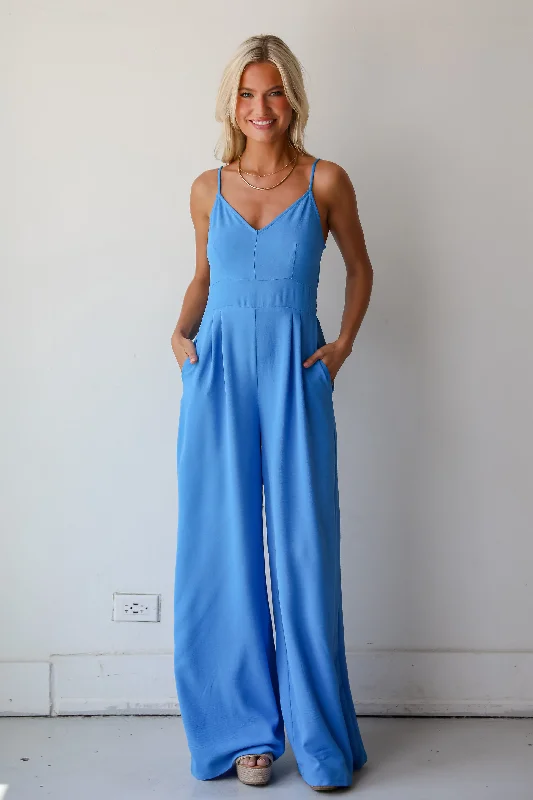 Super Sale FINAL SALE - Cheerful Sweetie Blue Jumpsuit