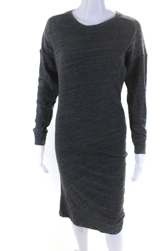 Price Break Isabel Marant Etoile Womens Long Sleeve Midi Sheath Dress Heather Gray