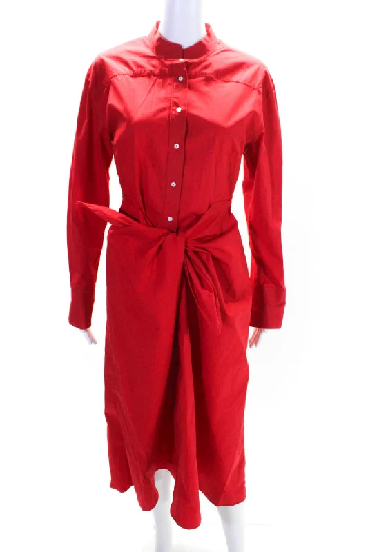 Special Discount Proenza Schouler Womens Button Front Long Sleeve Collarless Dress Red Special Discount Proenza Schouler Womens Button Front Long Sleeve Collarless Dress Red
