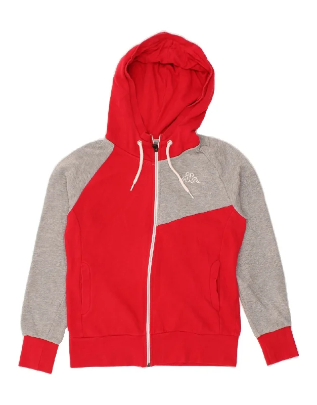 Major Savings KAPPA Womens Zip Hoodie Sweater UK 12 Medium Red Colourblock Cotton