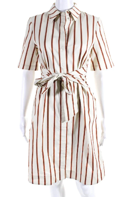 Customer Appreciation Sale Jason Wu Womens Belted Short Sleeve Striped Button Down Shirt Dress Beige Customer Appreciation Sale Jason Wu Womens Belted Short Sleeve Striped Button Down Shirt Dress Beige