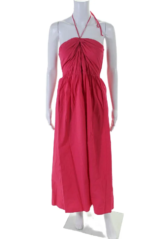 Discount Deals Xirena Womens Red Tulip Cotton Halter Neck Sleeveless Avalin Dress
