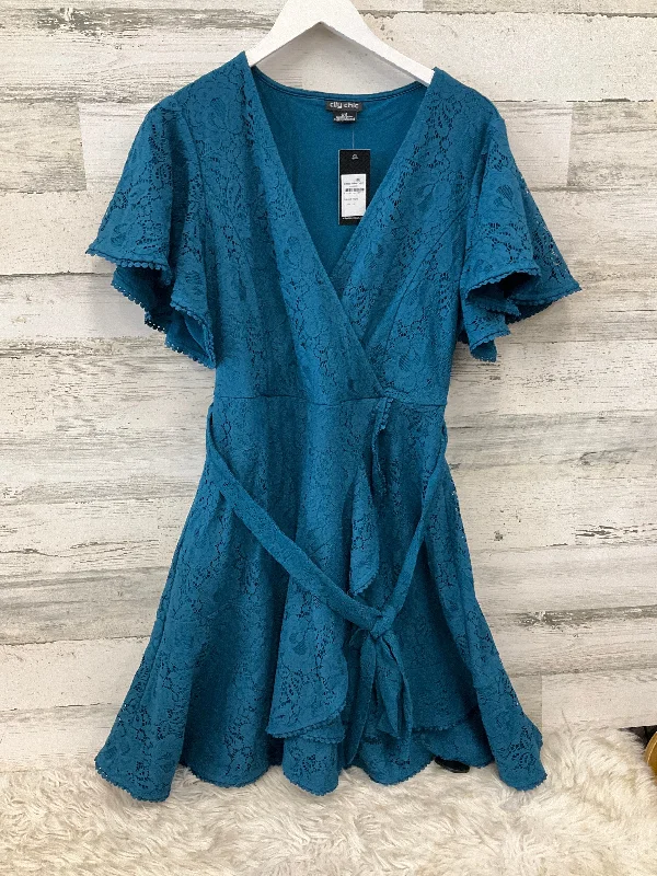 Amazing Deals Dress Casual Short By City Chic In Teal, Size: Xl