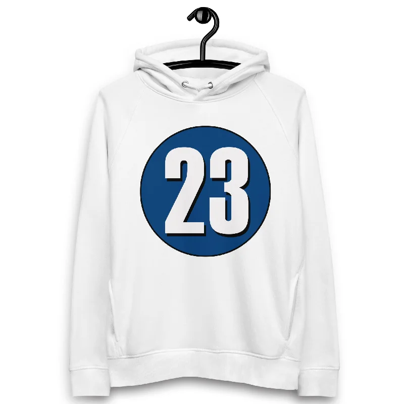 Super Deal Unisex pullover hoodie: White on Navy Blue 23