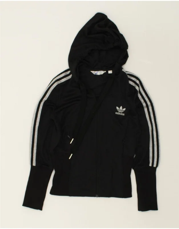 Unmissable Offer ADIDAS Womens Zip Hoodie Sweater IT 46 Medium Black Polyester