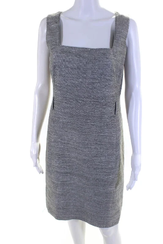 Special Promotion Akris Womens Silk Square Neck Sleeveless Zip Up Mid-Calf Dress Gray Special Promotion Akris Womens Silk Square Neck Sleeveless Zip Up Mid-Calf Dress Gray