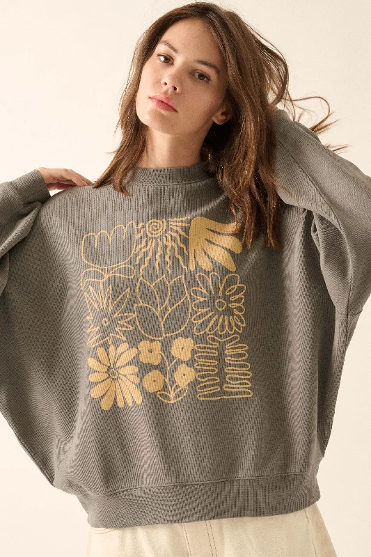 Online Only Doodle Garden Oversize Thermal Graphic Top