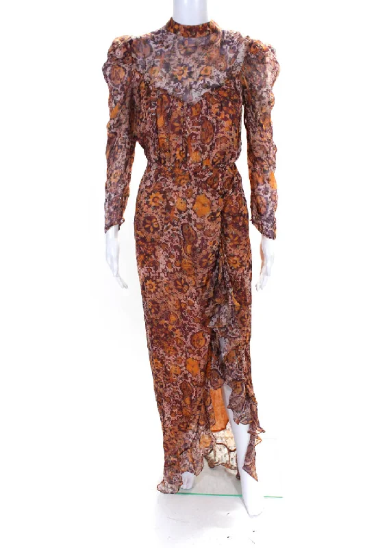 Instant Discount Rococo Sand Women's High Neck Long Sleeves Ruffle Floral Maxi Dress Instant Discount Rococo Sand Women's High Neck Long Sleeves Ruffle Floral Maxi Dress