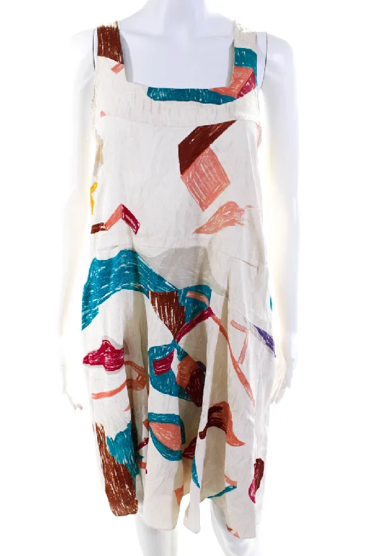 Price Blitz Chloe Women's Silk Sleeveless Abstract Print Shift Dress Multicolor