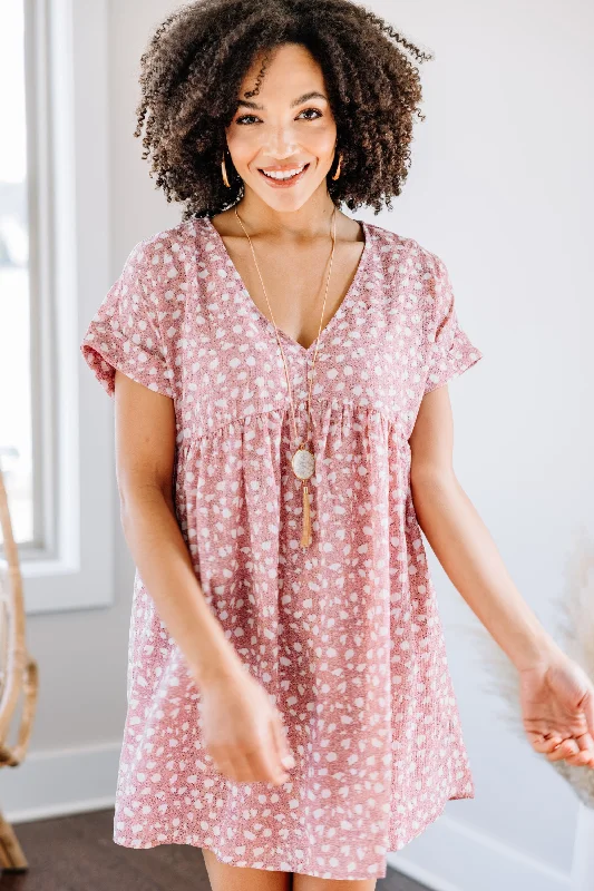 Final Clearance Match Your Energy Blush Pink Spotted Dress